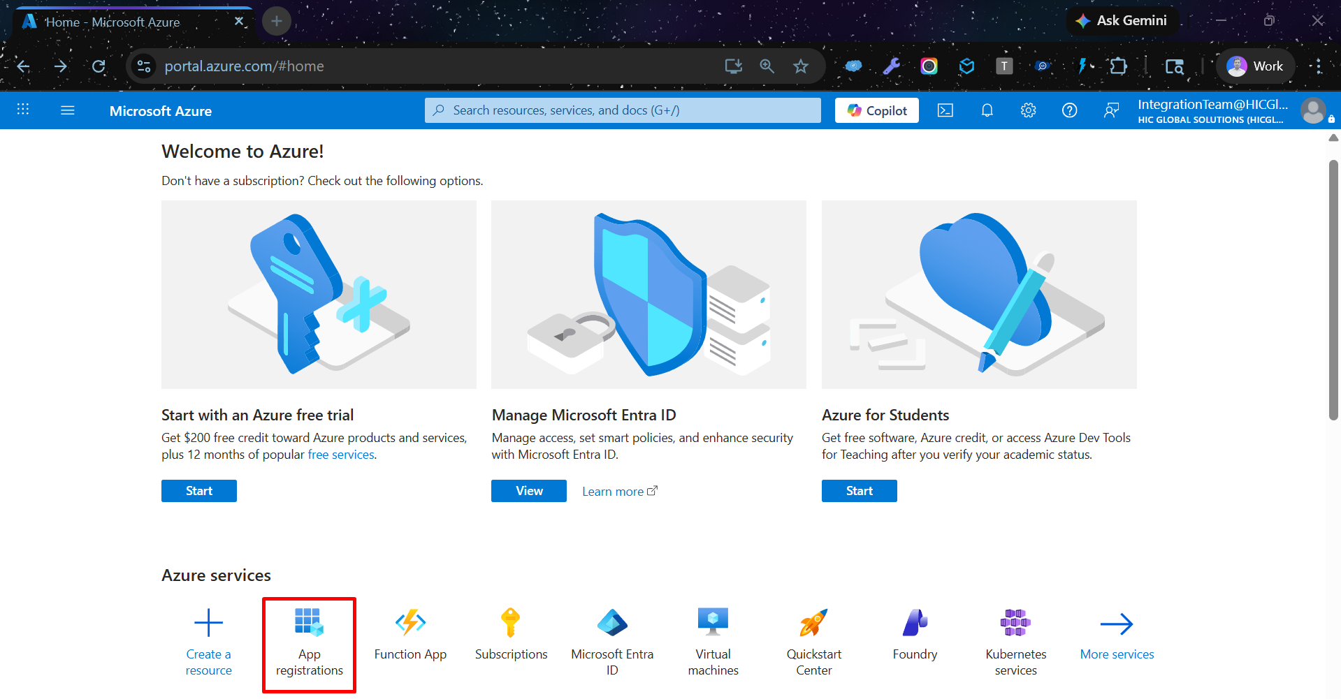 Navigate to App Registrations