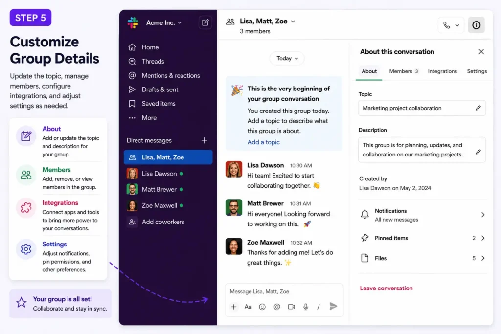 Members section inside the chat settings